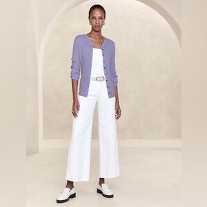 Banana Republic Lilac Ribbed Front-Button Cardigan | Size Medium